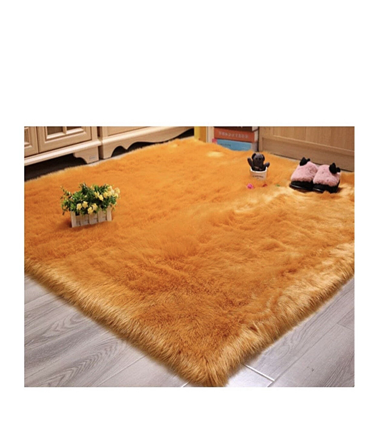 Faux Fur Area Rug Shaggy Gold And Hairy 5 X 7ft