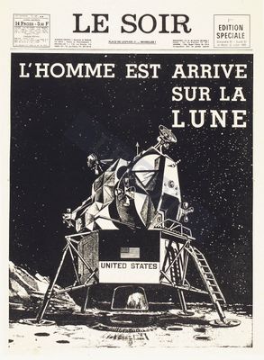 Une de l’édition spéciale du Soir du 20-21-22/07/1969