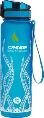 Cressi Wasserflasche | H20 Frosted Octopus Water Bottle | Blue | 600 ml