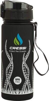 Cressi Wasserflasche | H20 Frosted Octopus Water Bottle | Black | 600 ml