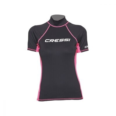 Cressi - Rash Guard Lady Kurzarm Schwarz/Pink UV50+ Protection