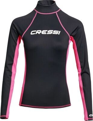 Cressi - Rash Guard Lady Langarm Schwarz/Pink UV50+ Protection