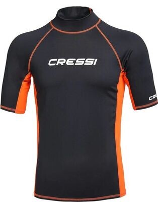 Cressi - Rash Guard Man Kurzarm Schwarz/Orange UV50+ Protection