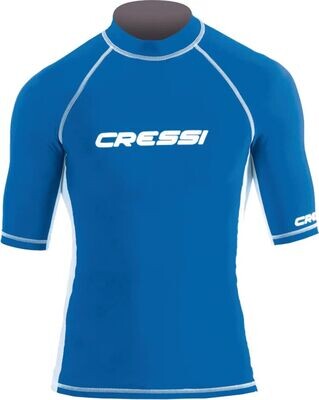 Cressi - Rash Guard Man Kurzarm Blau/Weiß UV50+ Protection