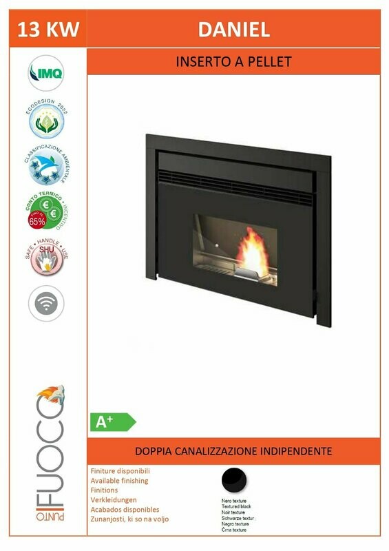 INSERTABLE  DE PELLET 13 KW DANIEL DOBLE CANALIZACIÓN PUNTO FUOCO