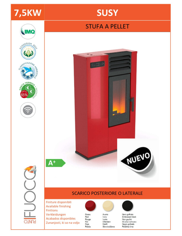 ESTUFA DE PELLET PASILLO  SUSY  7,5 KW PUNTO FUOCO