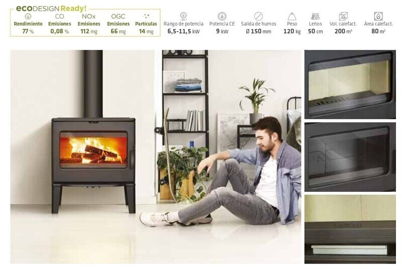 ESTUFA DE LEÑA BIDART - 9kW LACUNZA