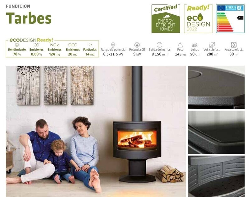 ESTUFA DE LEÑA TARBES - 9kW LACUNZA