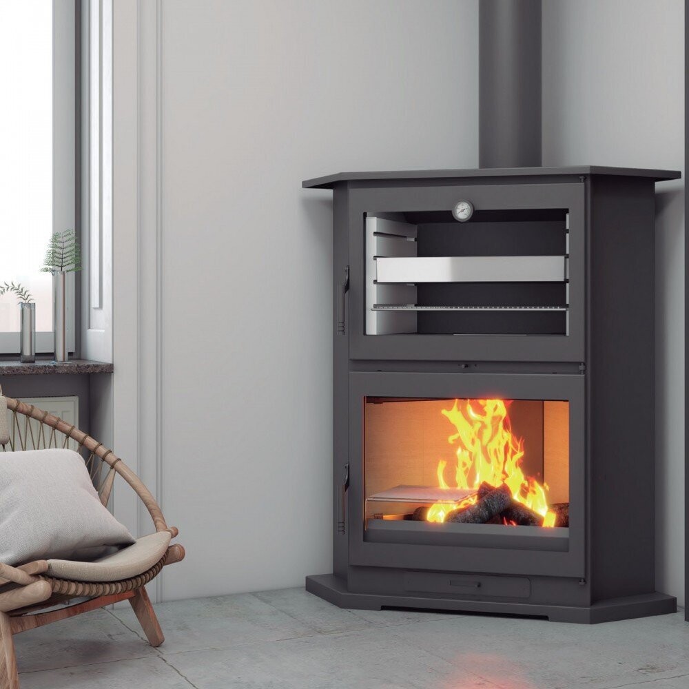 ESTUFA DE LEÑA MODELO CH-9 R FM  POTENCIA MÁXIMA 13,5KW