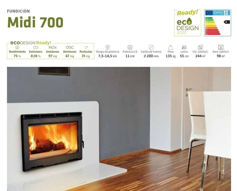 INSERTABLE DE LEÑA  MIDI 700 / 11 KW LACUNZA