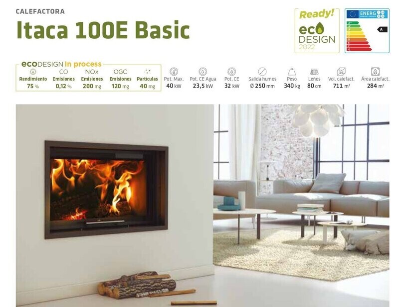 INSERTABLE CALEFACTORA LEÑA ITACA 100E BASIC LACUNZA