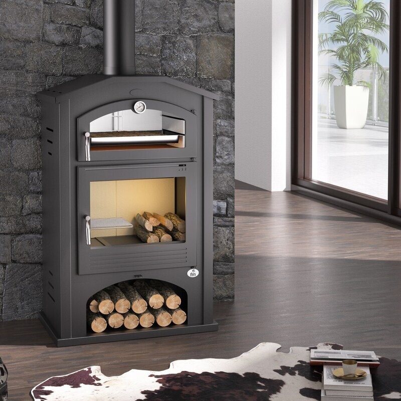ESTUFA DE LEÑA CON HORNO  M-106  FM POTENCIA MÁXIMA 12KW