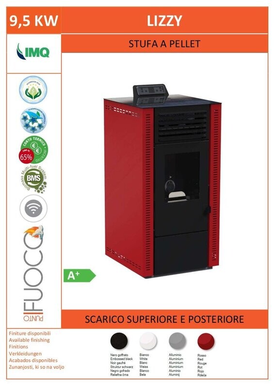 ESTUFA  LIZZY POLICOMBUSTIBLE HUESO Y PELLET 9,5 KW