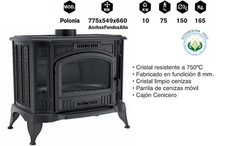 ESTUFA DE  LEÑA POLONIA 10 KW FABRILOR