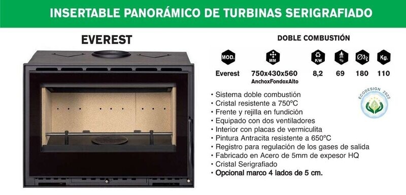INSERTABLE DE LEÑA EVEREST FABRILOR