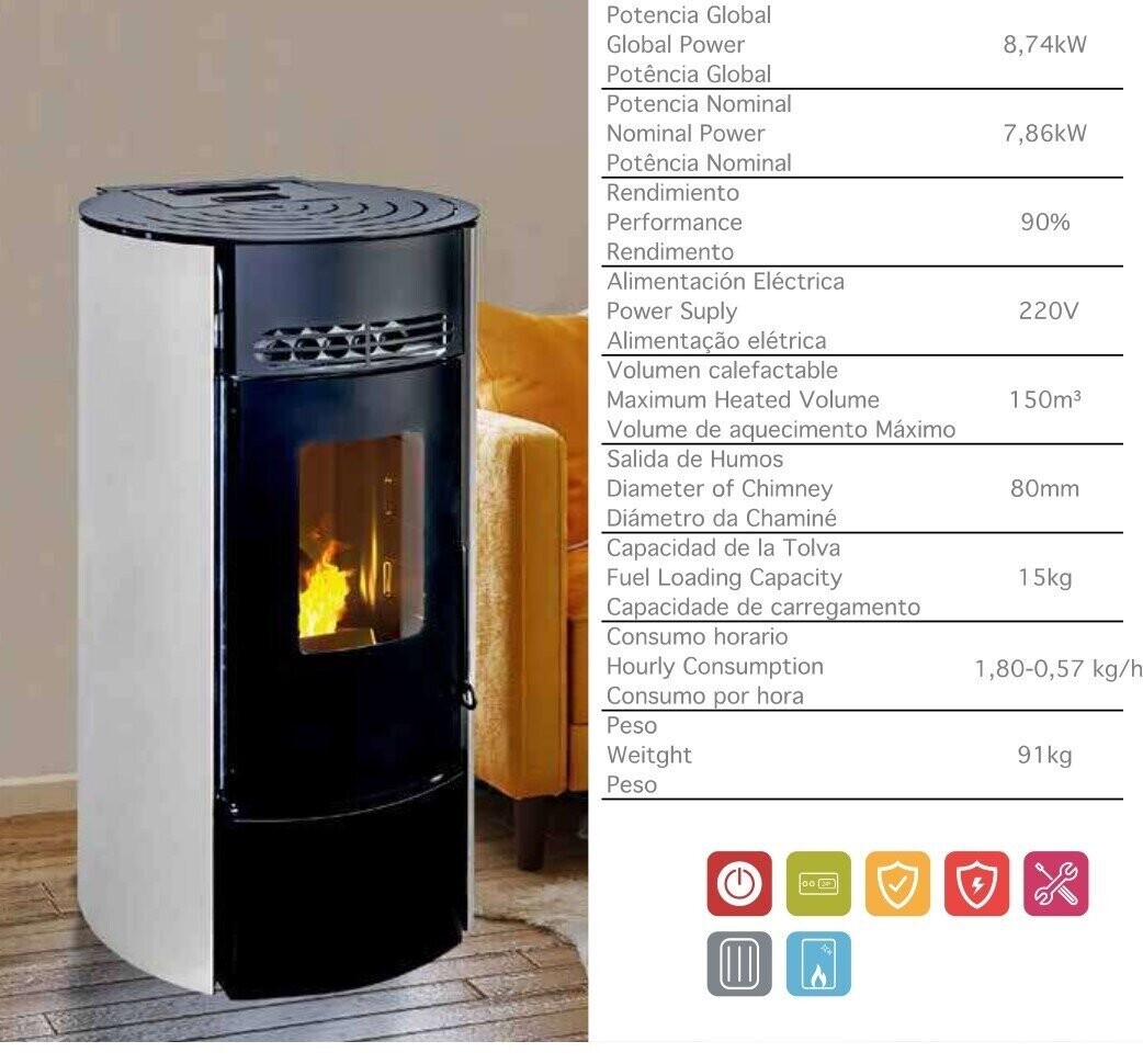ESTUFA DE PELLET ESFERA  EIDER 10 KW