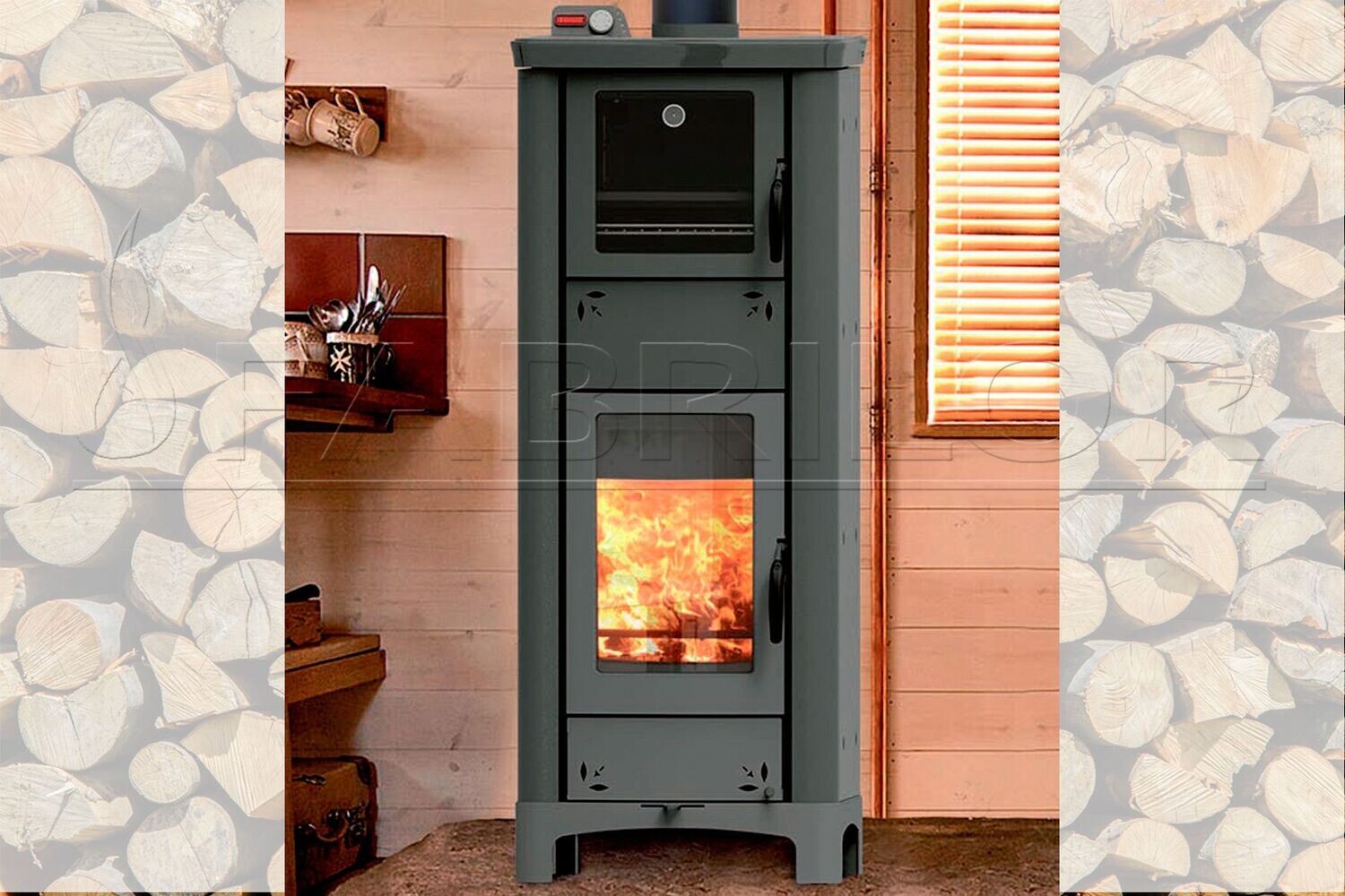 ESTUFA DE LEÑA HIDRO CON HORNO ARDHEA 23