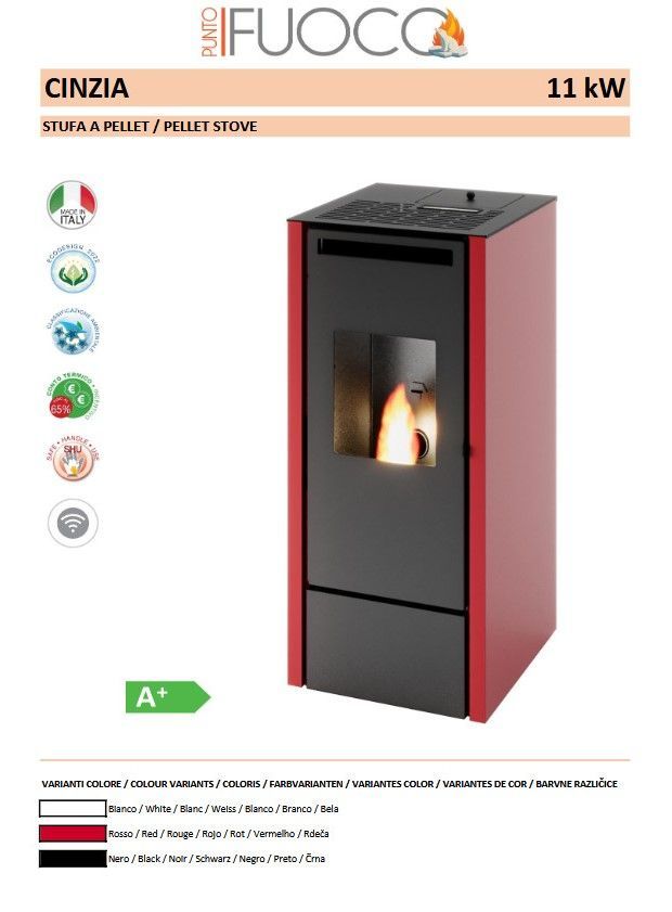 ESTUFA DE PELLETS CINZIA  11KW PUNTO FUOCO