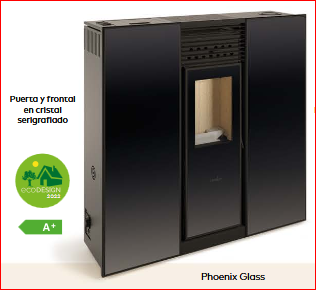 ESTUFA DE PELLET PHOENIX GLASS 10 KW CANALIZABLE FERLUX