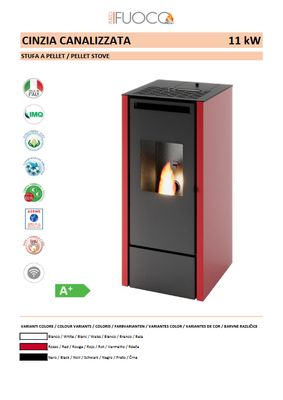 ESTUFA DE PELLETS CINZIA  CANALIZABLE 11 KW PUNTO FUOCO