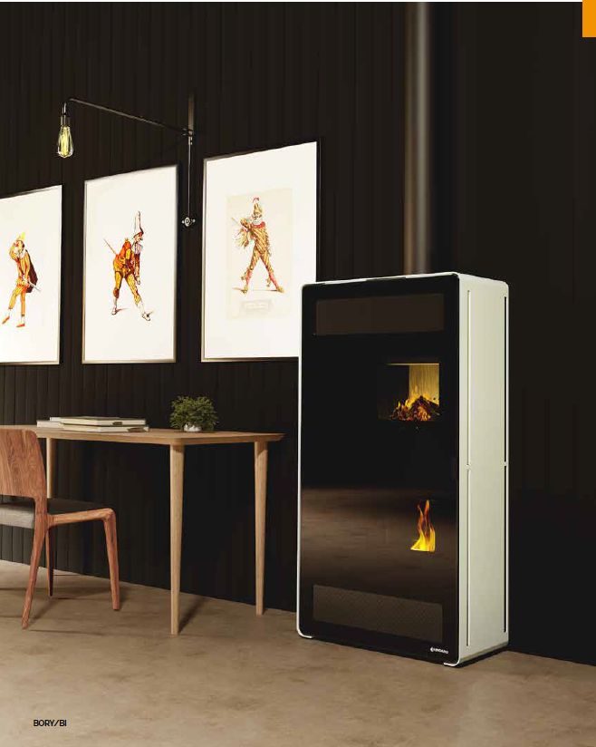 Estufa combo  bory pellets/leña 9,4 kw