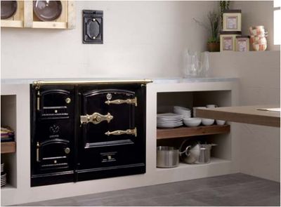 Cocina de  leña rustica 8 sv de obra vitroceramica