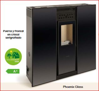 Estufa de pellets phoenix glass 10 kw
