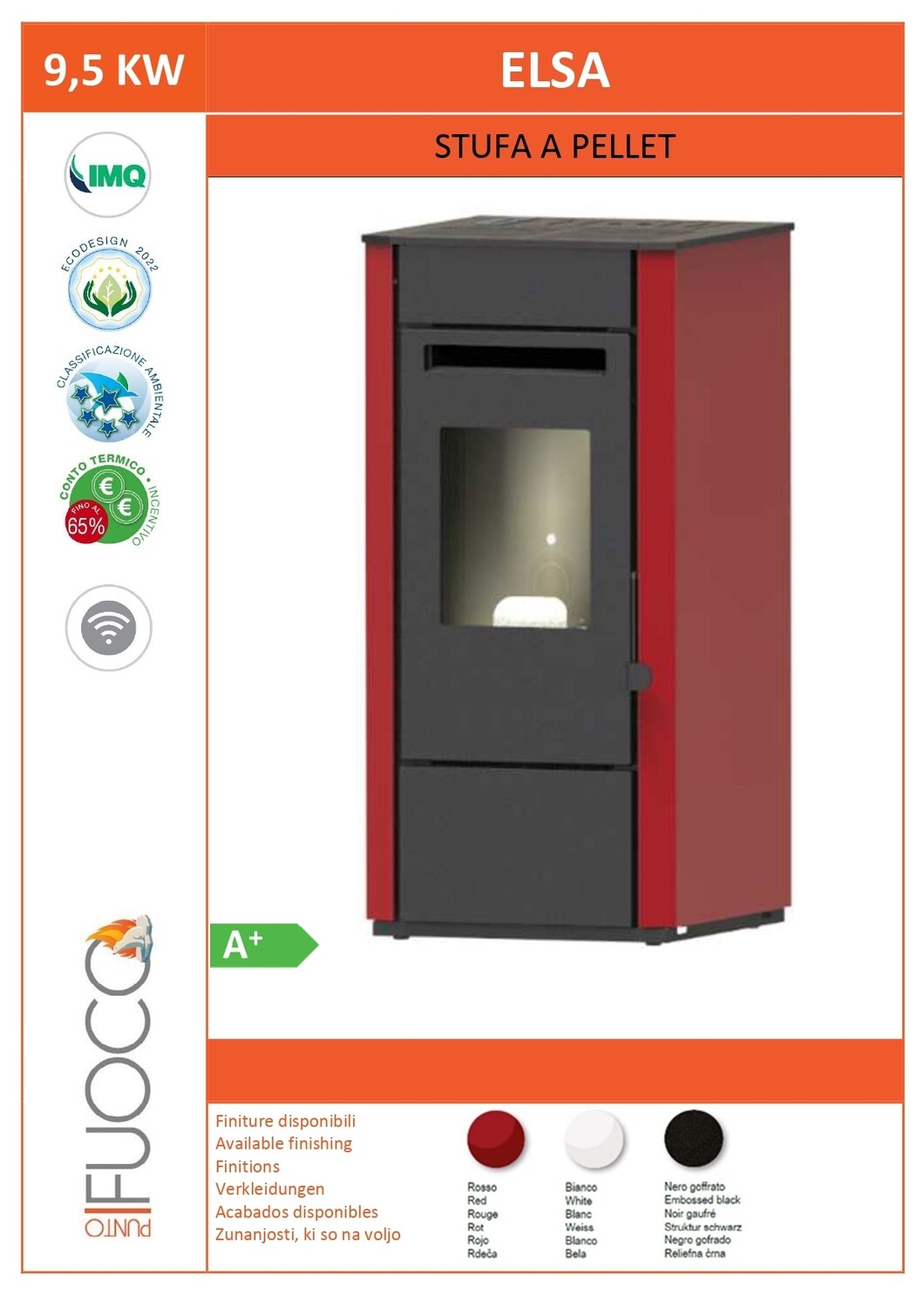 Estufa de pellets elsa new 9,5 kw PUNTO FUOCO