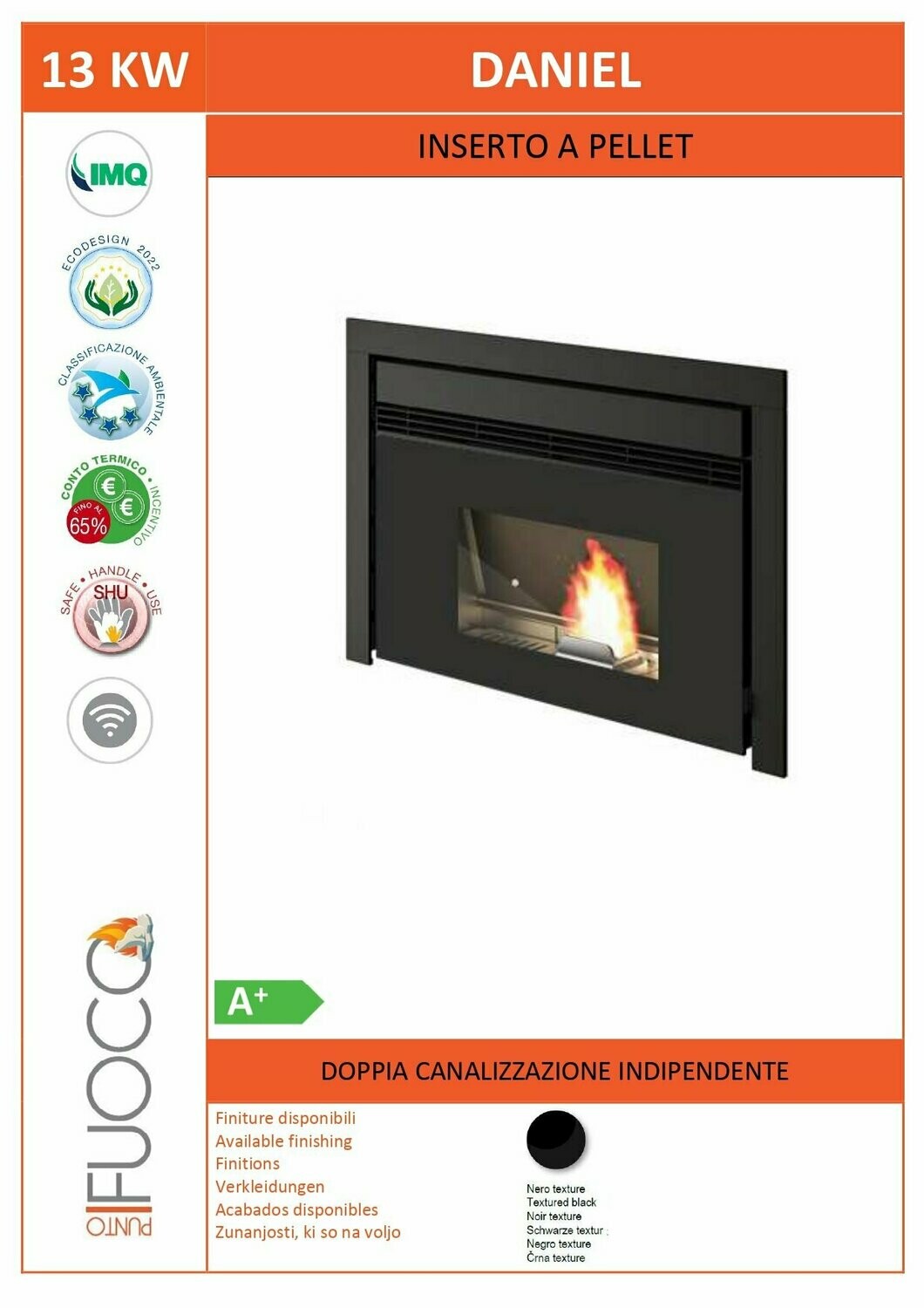 Insert de pellets Daniel doble canalizacion 13 kw Insert de pellets Daniel doble canalizacion 13 kw