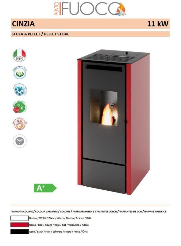 Estufa de pellets cinzia 11 kw PUNTO FUOCO