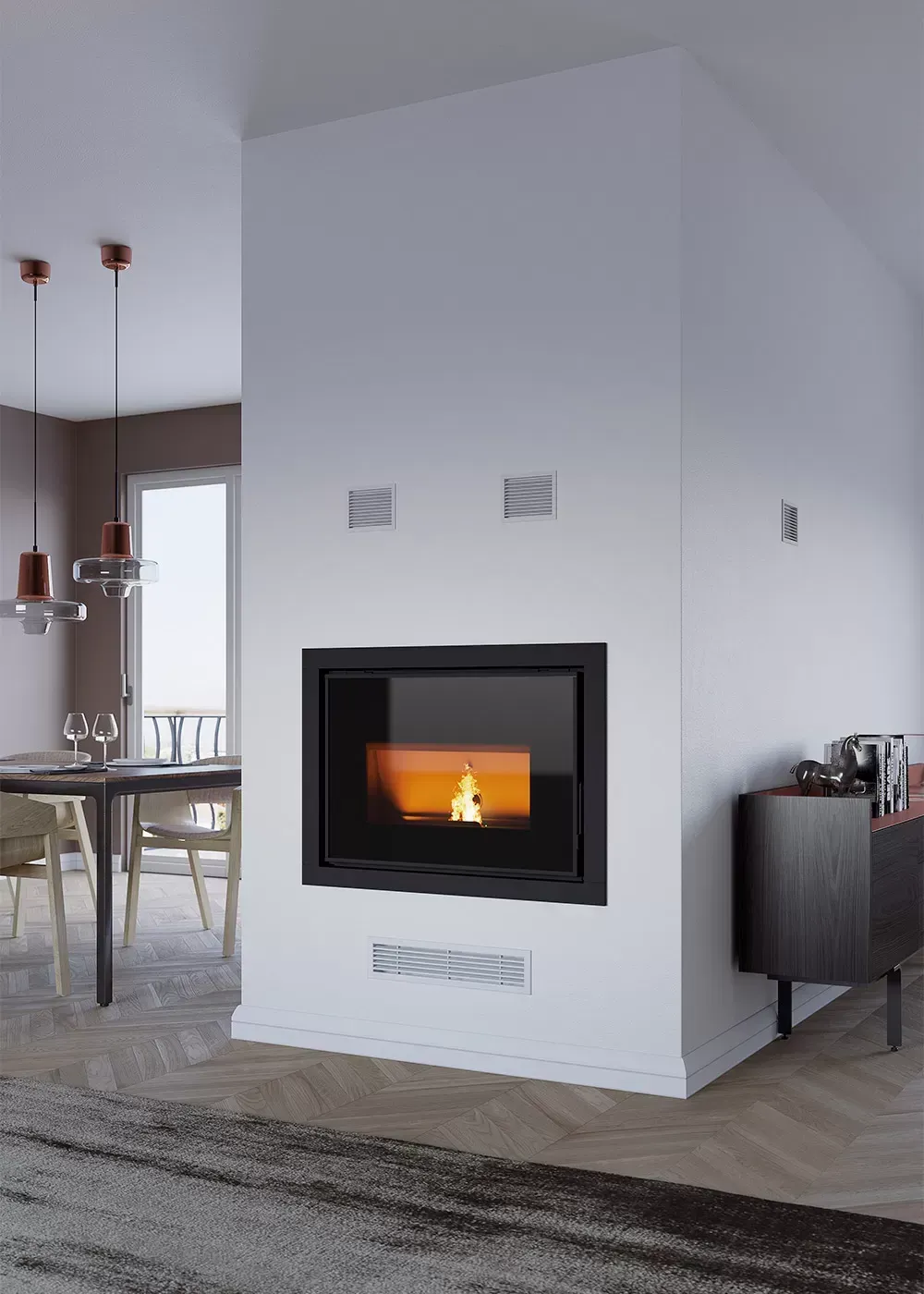 New Insert monobloque de pellets KRIS potencia 12,4 kw 4 canalizaciones Evacalor