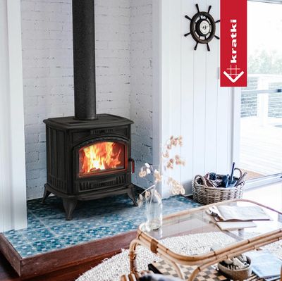 Estufa de leña de hierro fundido kratki k6 /  8 kw 130 Ø