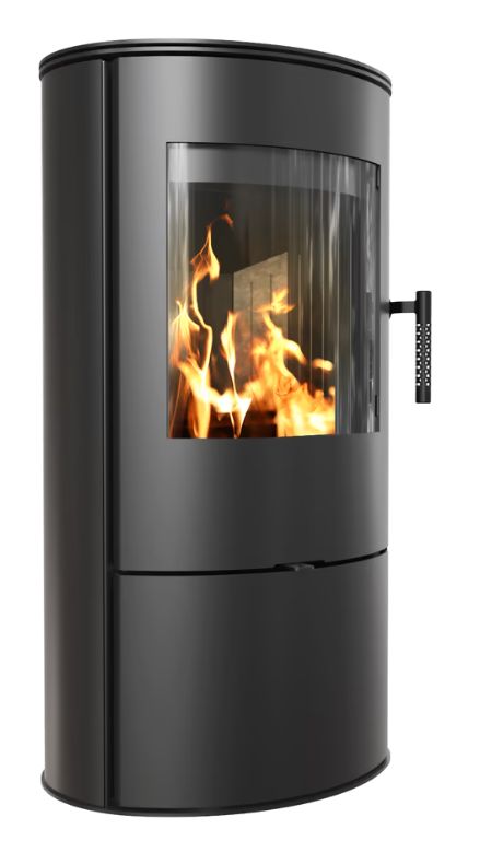 Estufa de leña de acero KRATKI ROLLO 7 kW Ø 150 thermotec negro