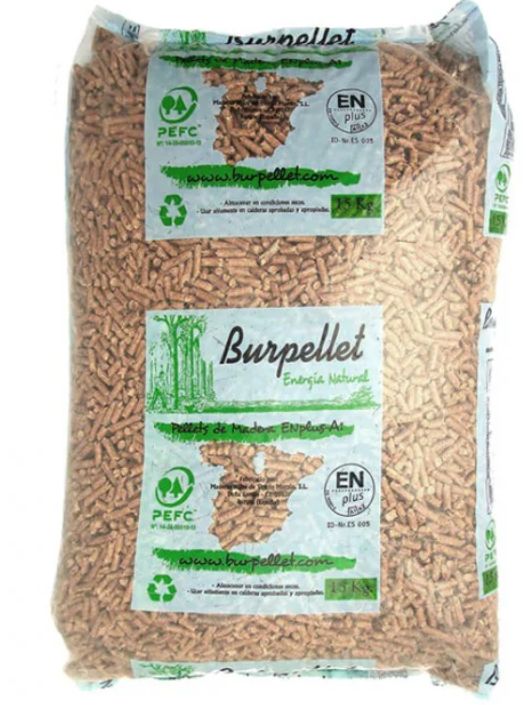 Palé de pellets marca Burpellet 15 kg saco 72 sacos Palé de pellets marca Burpellet 15 kg saco 72 sacos