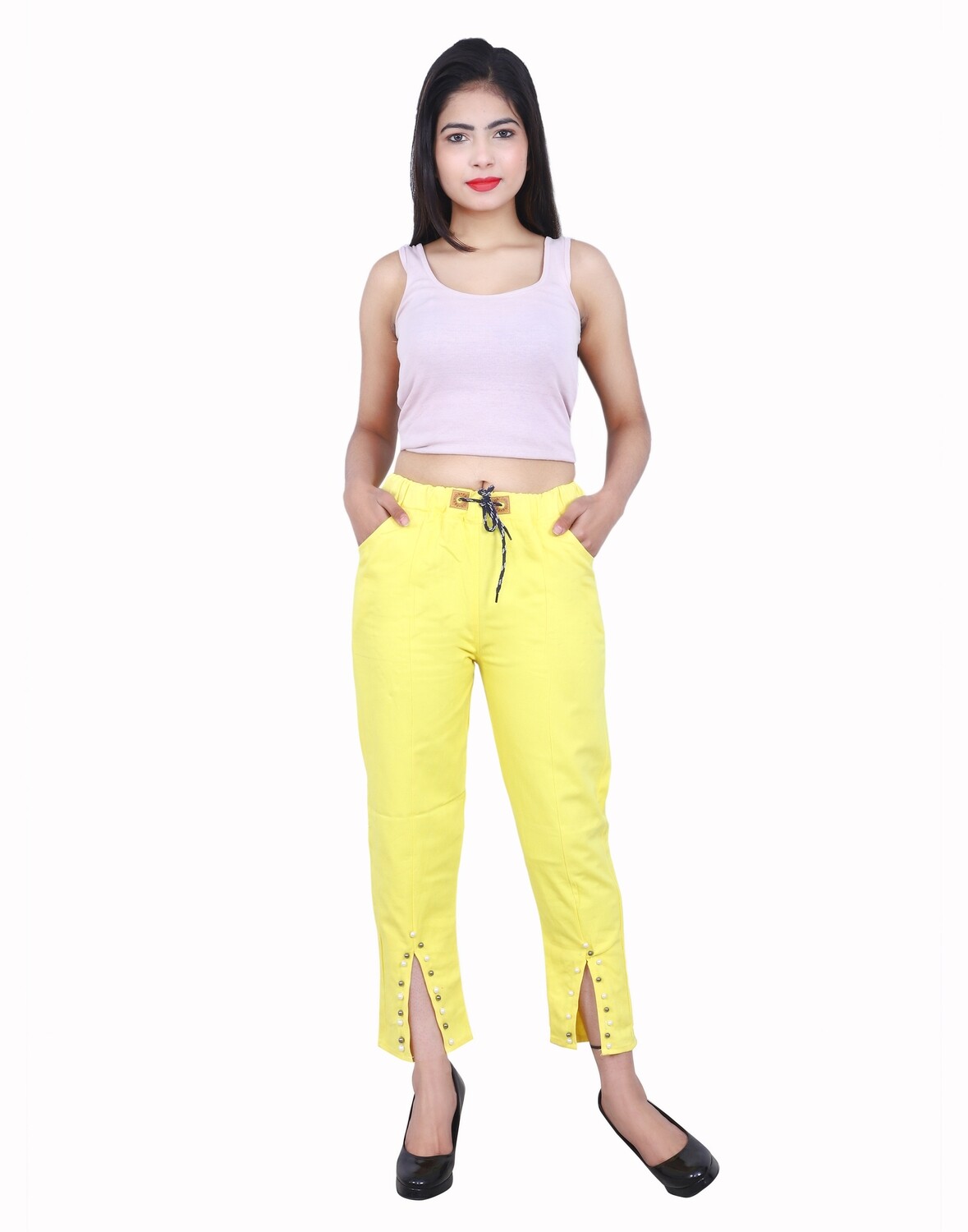 Light Yellow Twill Jogger Pant 100% Cotton