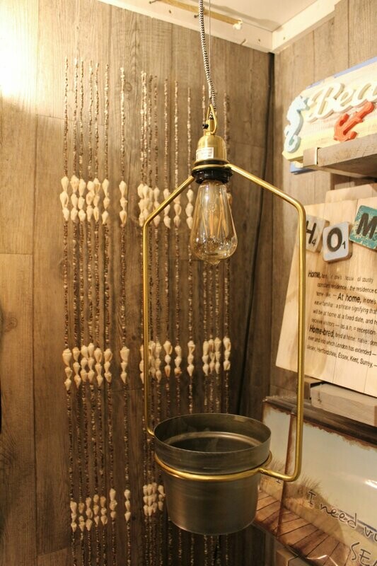 Hanglamp goud met bloempot