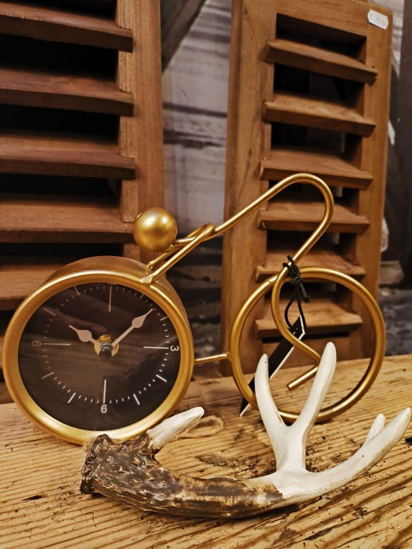 Tafelklok gouden fiets