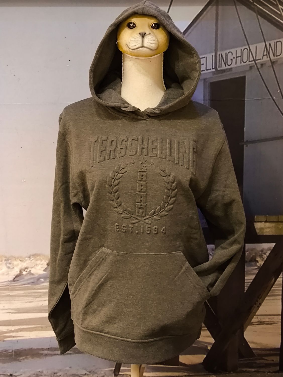 MAAT L: Embossed trui Terschelling CHARCOAL