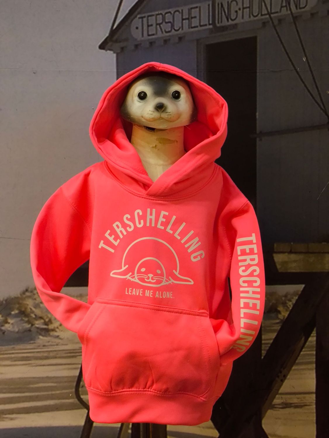MAAT S - 5/6 jaar: Terschelling zeehond KIDS trui / FLUOR ROZE