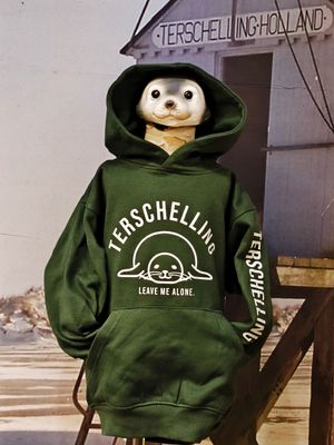 Terschelling zeehond KIDS trui / DONKER GROEN
