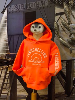 Terschelling zeehond KIDS trui / FLUOR ORANJE