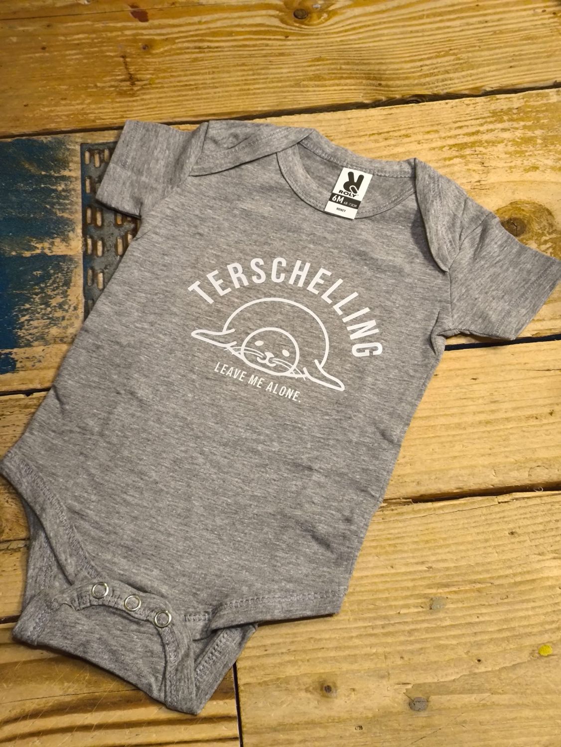 MAAT 56: Romper brandaris, zeehond BABY / GRIJS MAAT 56: Romper brandaris, zeehond BABY / GRIJS