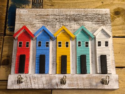 Houten Terschellinger huisjes kapstok