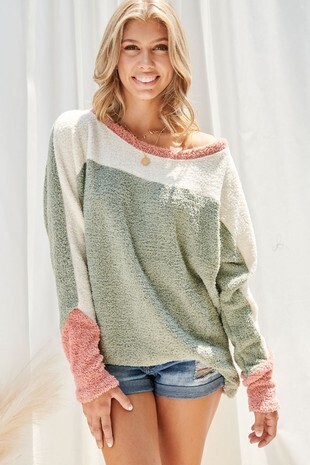 Color Block fuzzy sweater