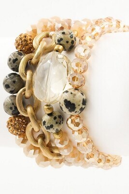 Faceted stone stretch bracelet
