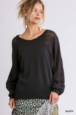 French Terry Round Neck Top with Long Dolman