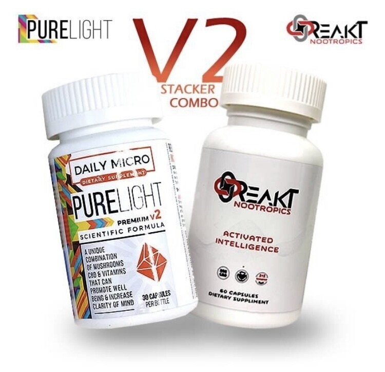 V2 Stacker Combo - Purelight V2 Psilocybin Microdose + Reakt Nootropic Vitamin