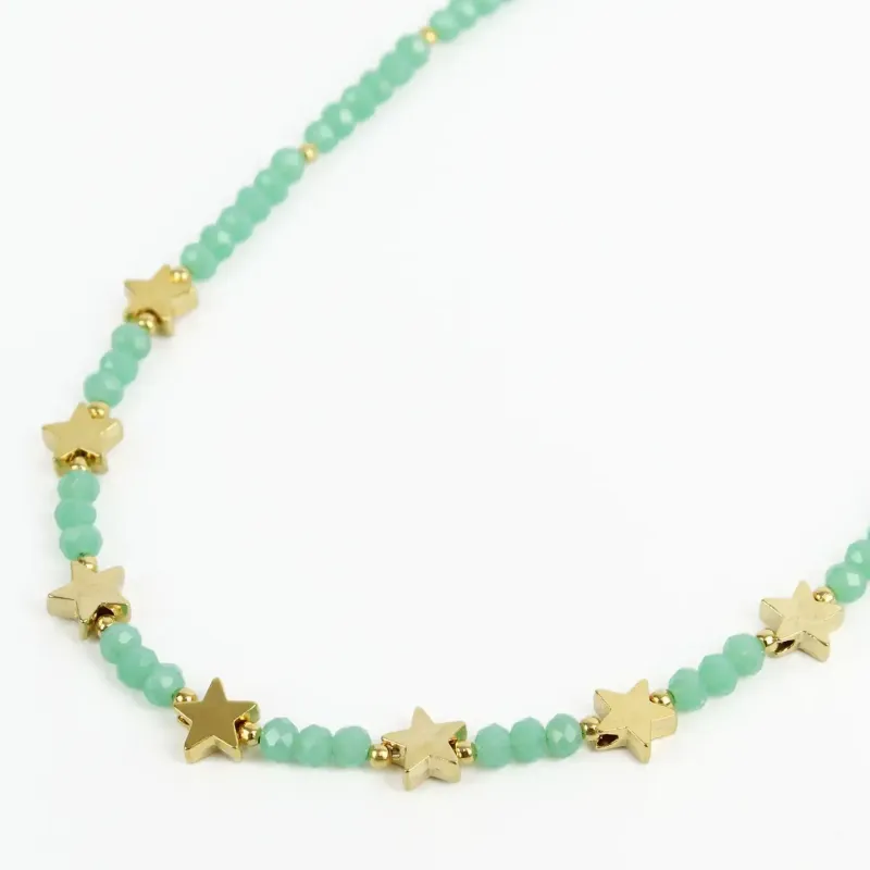 Mint Facet Star Beaded Necklace