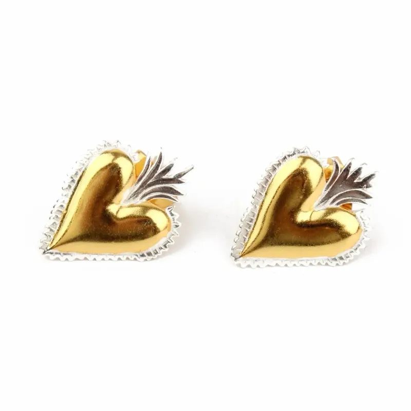 Flaming Heart Stud Earrings