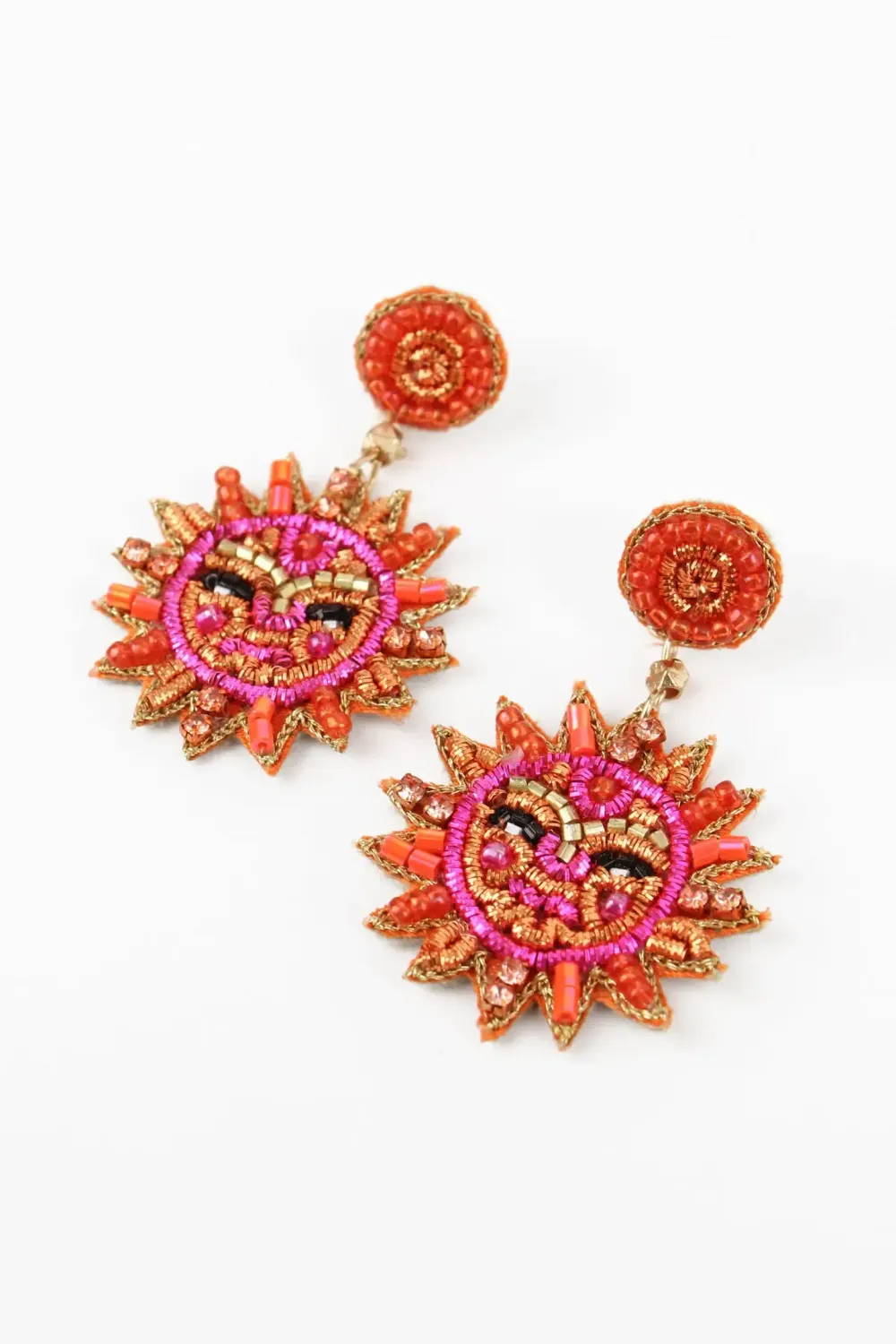 Sun Face Beaded Earrings